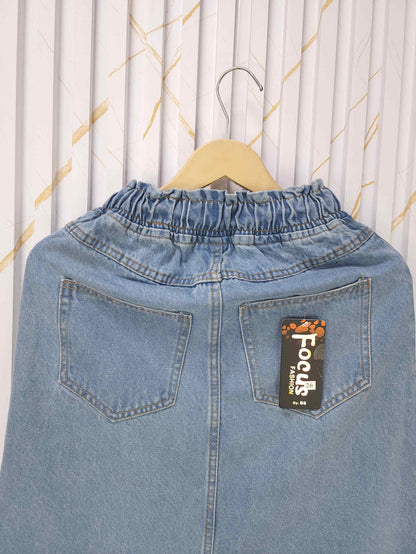 Ice Blue Wide Leg Denim Skirt