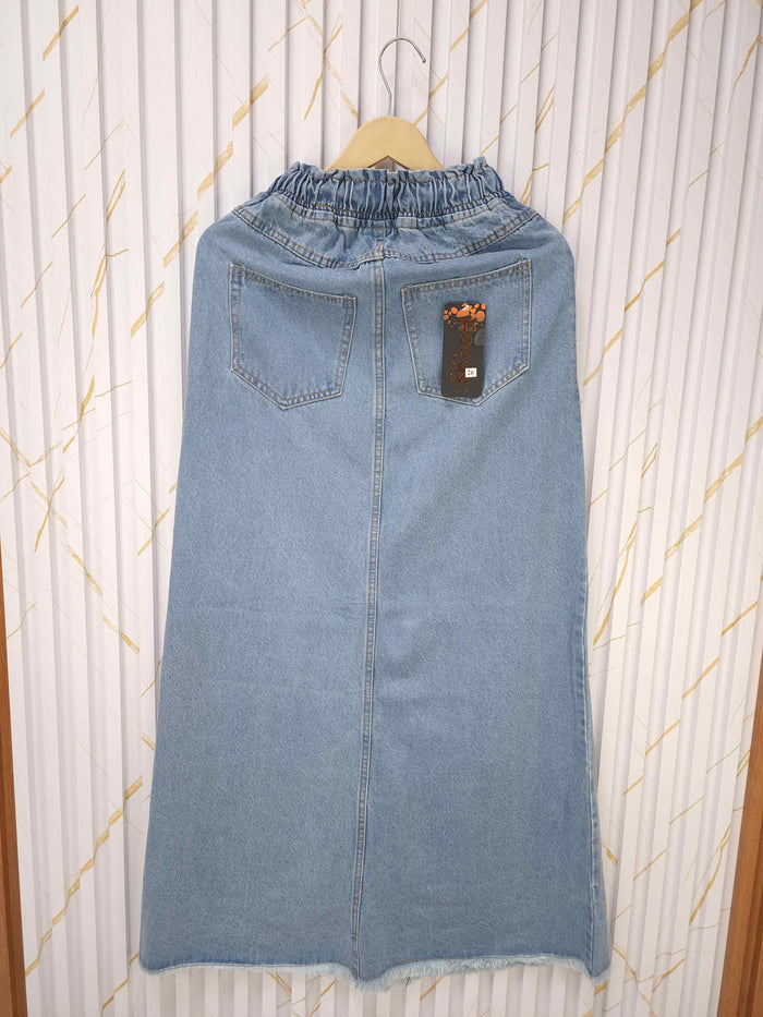 Ice Blue Wide Leg Denim Skirt