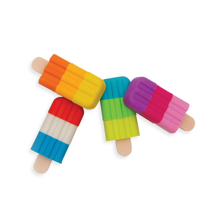 Icy Pops Puzzle Eraser placed with tops touching each other.