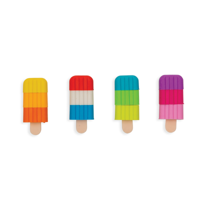 4 of the Icy Pops Puzzle Erasers in a row.