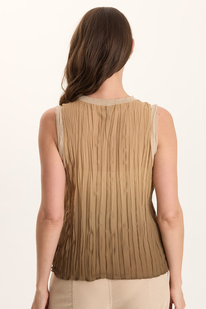 XCVI Idonia Crinkle Pleat Semi-Sheer Tank