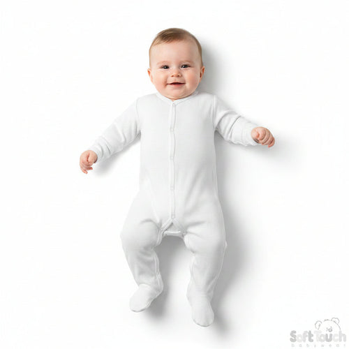 Infants Plain White Sleep Suit (6-9 Months) SS4660-W