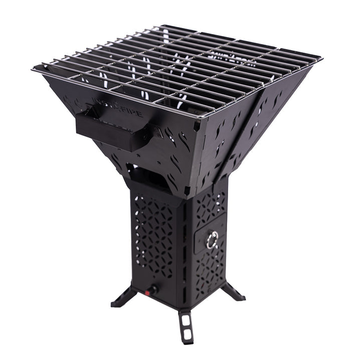 InstaFire Inferno Pro with Chimney Grill attached on a white background