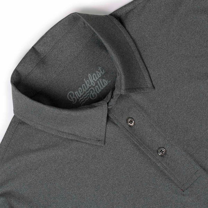 RSVLTS Breakfast Balls Commuter Long Sleeve Polo Iron Gate Melange – Commuter Long Sleeve Polo Iron Gate Melange – Commuter Long Sleeve Polo