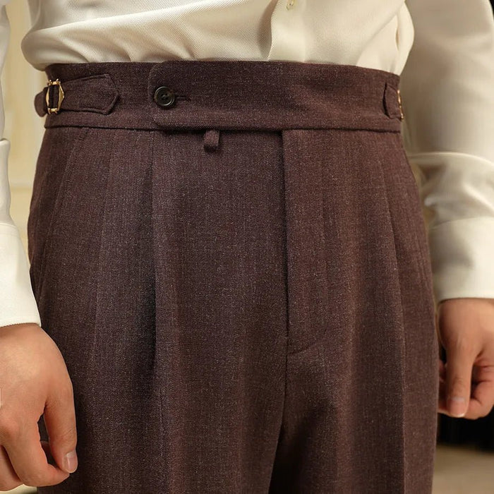 Italian style business casual pants - AntoniosClothing - Coffee
