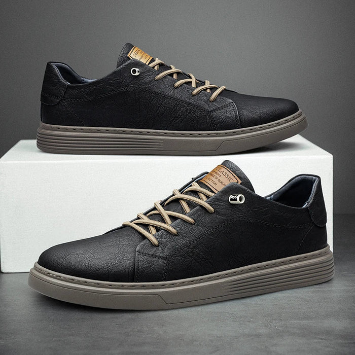 Italian style genuine leather shoes - AntoniosClothing - Black- no fur