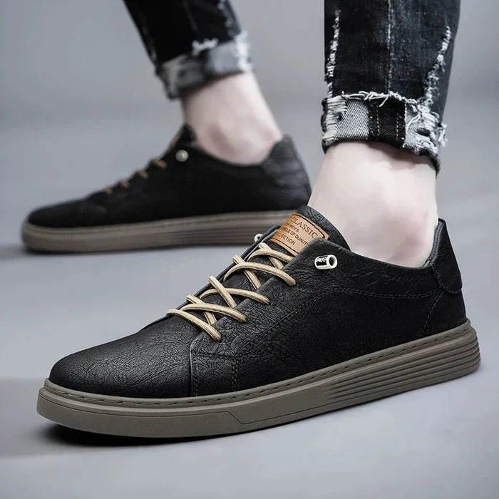 Italian style genuine leather shoes - AntoniosClothing - Black- no fur