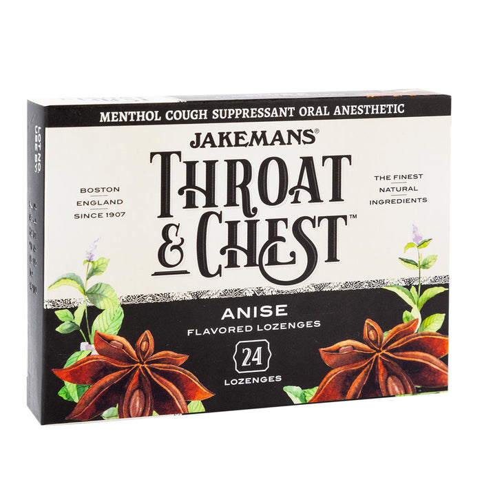 Jakemans Cough Drops Throat & Chest Anise 24 Pc 3oz Box - 6ct