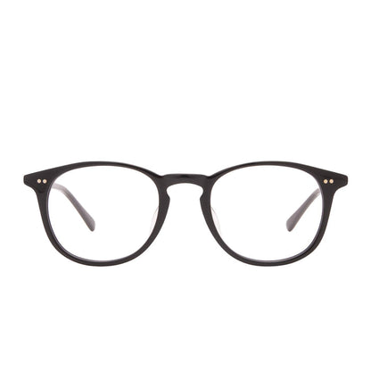 diff eyewear jaxson round glasses with a black acetate frame and prescription lenses front view