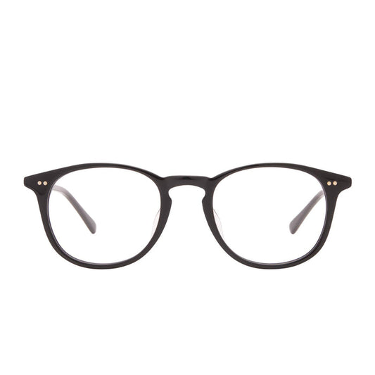 diff eyewear jaxson round glasses with a black acetate frame and prescription lenses front view