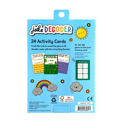 Joke Decoder Paper Games activity cart set back of packaging