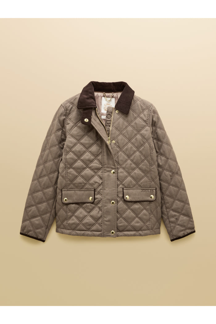 Joules Harrogate Check Coat quilted coat with corduroy collar Shop Joules at Dotique