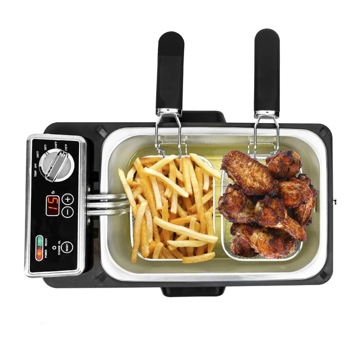 KALORIK KPROFT42777 Pro 4.2 Quart Triple-Basket Deep Fryer with Oil Filtration