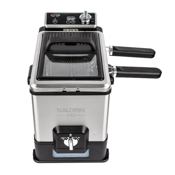 KALORIK KPROFT42777 Pro 4.2 Quart Triple-Basket Deep Fryer with Oil Filtration