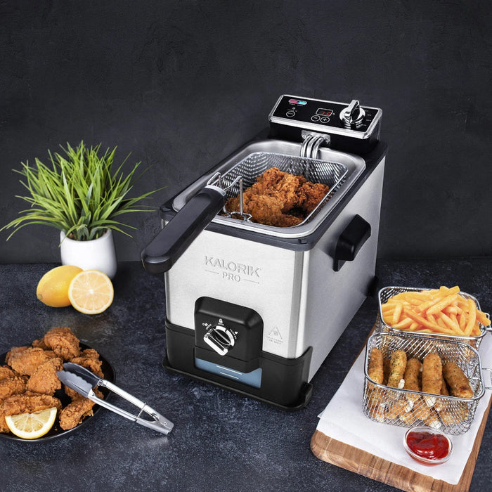 KALORIK KPROFT42777 Pro 4.2 Quart Triple-Basket Deep Fryer with Oil Filtration