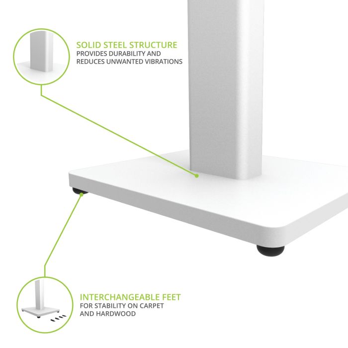 Kanto ST28 Speaker Stands Pair 28 Inch with MDF Base White White