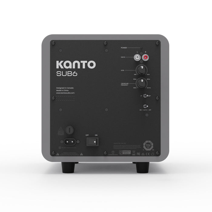 Kanto SUB6 200W 6 Inch Vinyl Subwoofer - Matte Grey Grey
