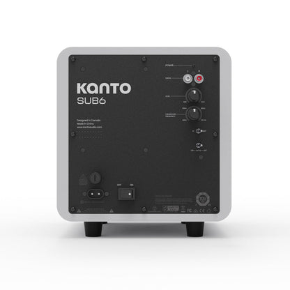 Kanto SUB6 200W 6 Inch Vinyl Subwoofer - Matte White with Black Grill White