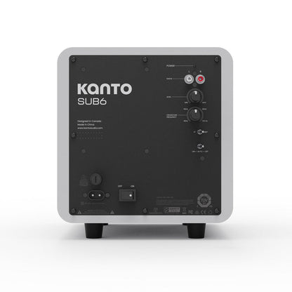 Kanto SUB6 200W 6 Inch Vinyl Subwoofer - Matte White with White Grill White with White Grill