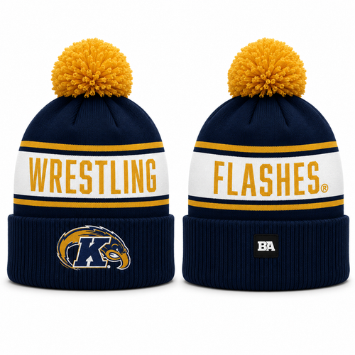 Kent State Wrestling Pom Beanie