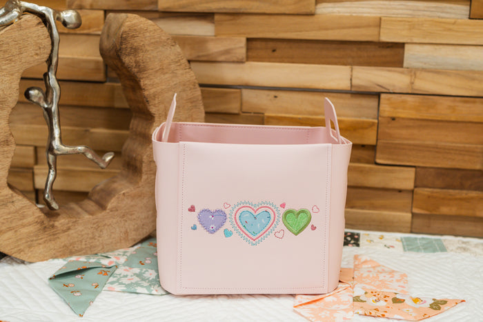Kimberbell Folding Storage Tote Blank- Blush Hearts