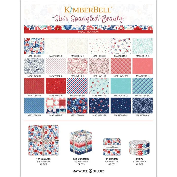 Kimberbell Star-Spangled Beauty 10" Squares 42 pcs