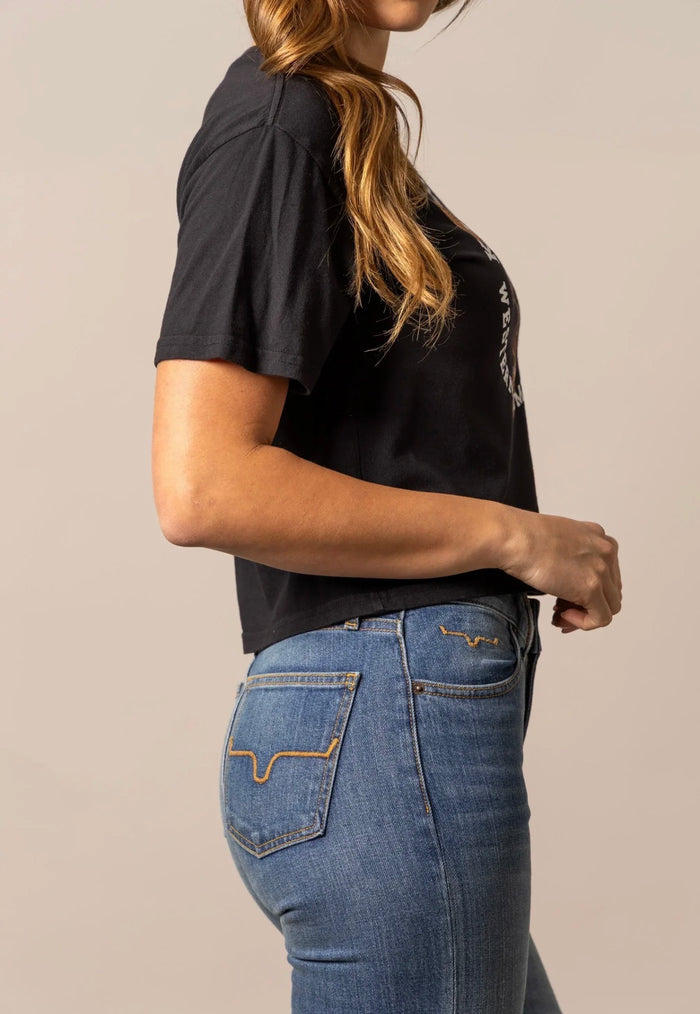 Kimes Ranch Bison Skull Crop T Shirt
