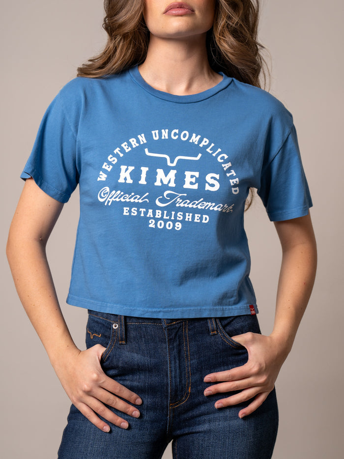 Kimes Ranch Carbon Blue Crop T Shirt