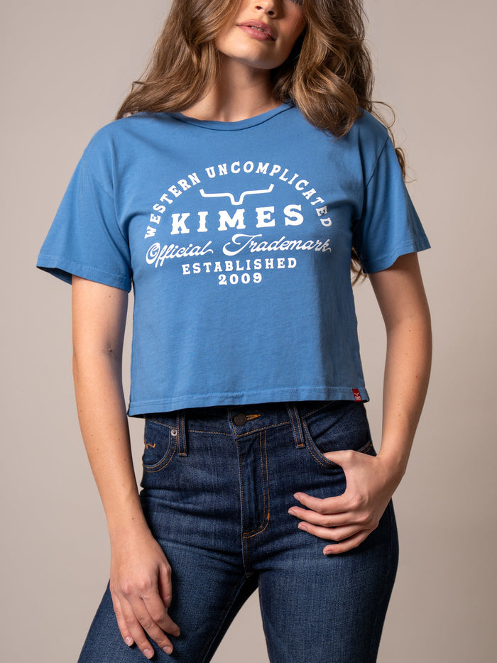 Kimes Ranch Carbon Blue Crop T Shirt