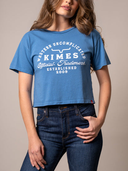 Kimes Ranch Carbon Blue Crop T Shirt