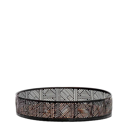 Kitchen Life 25cm Matrix Round Tray - Black & Rose Gold