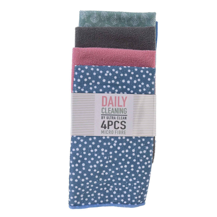 Kitchen Life Daily Cleaning 4 Piece Micro Fibre Dish Cloth - Assorted