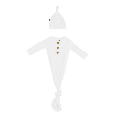 Kyte Baby Knotted Gown with Hat Set in Cloud