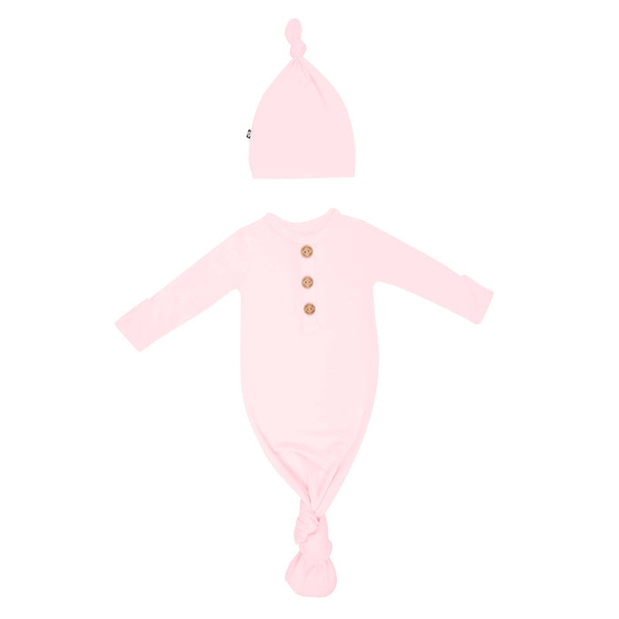 Kyte Baby Knotted Gown with Hat Set in Sakura