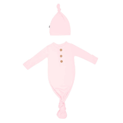 Kyte Baby Knotted Gown with Hat Set in Sakura