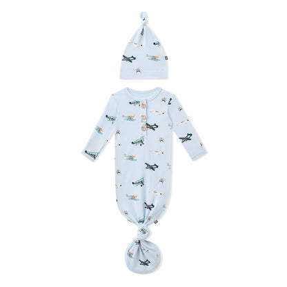 Product photo of the Knotted Gown with Hat Set in Take Off on a white surface
