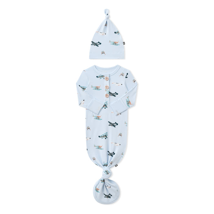 Knotted Gown with Hat Set in Take Off shown with the arms folded inwards