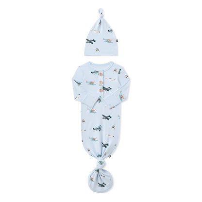 Knotted Gown with Hat Set in Take Off shown with the arms folded inwards