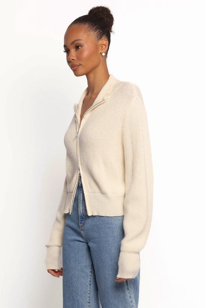 Petal and Pup USA KNITWEAR Kourtney Zip Cardigan - Cream