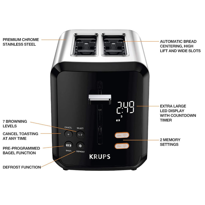 KRUPS KH320D50 My Memory 2 Slice Digital Stainless Steel Toaster