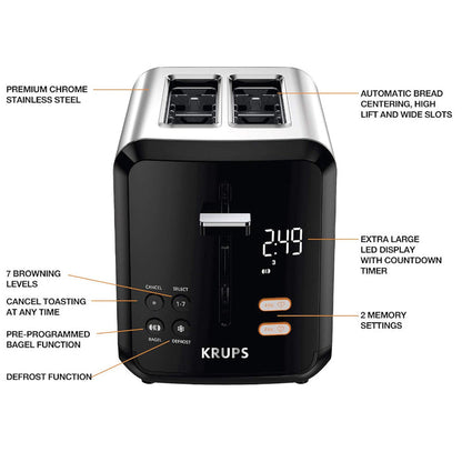 KRUPS KH320D50 My Memory 2 Slice Digital Stainless Steel Toaster