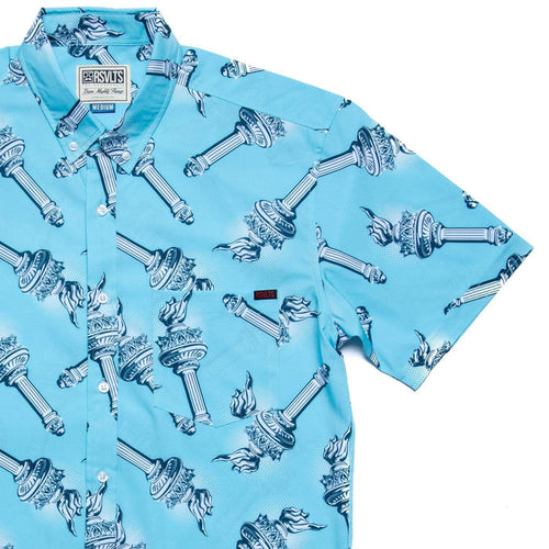 RSVLTS XS RSVLTS Short Sleeve Shirt Lady Liberty's Annual Torch Toss – KUNUFLEX Short Sleeve Shirt