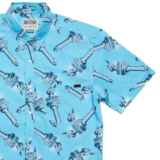 RSVLTS XS RSVLTS Short Sleeve Shirt Lady Liberty's Annual Torch Toss – KUNUFLEX Short Sleeve Shirt