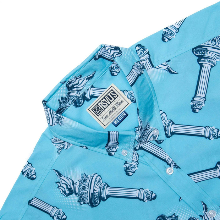 RSVLTS RSVLTS Short Sleeve Shirt Lady Liberty's Annual Torch Toss – KUNUFLEX Short Sleeve Shirt