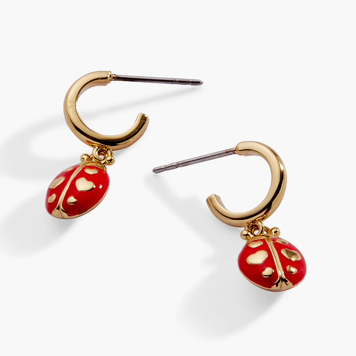 Ladybug Huggie Drop Earrings