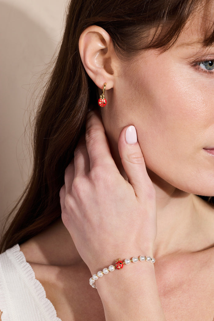 Ladybug Huggie Drop Earrings