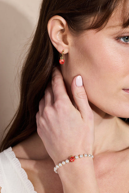 Ladybug Huggie Drop Earrings