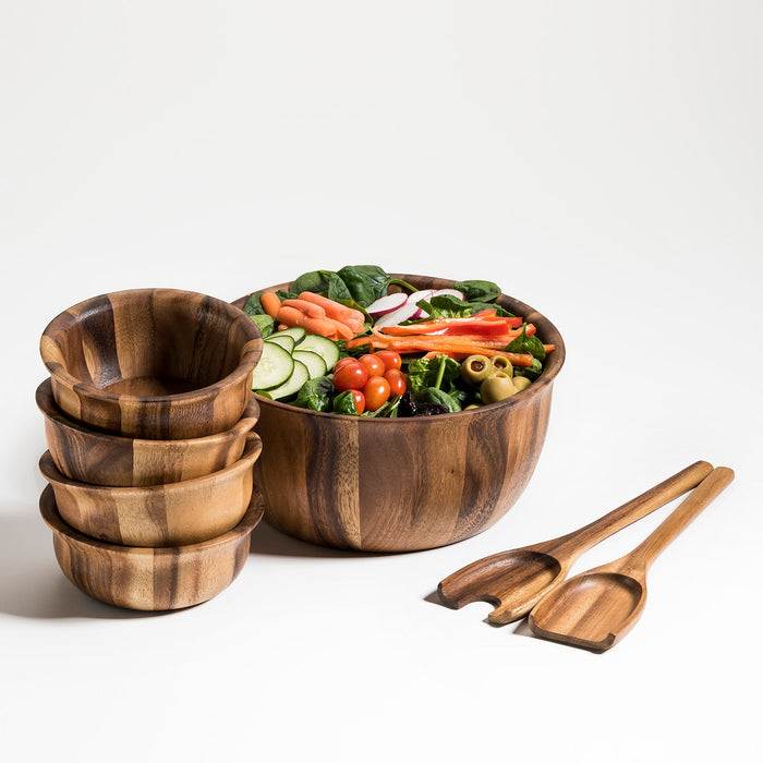 Large Salad Bowl with Servers and 4 Individuals [Online Only]