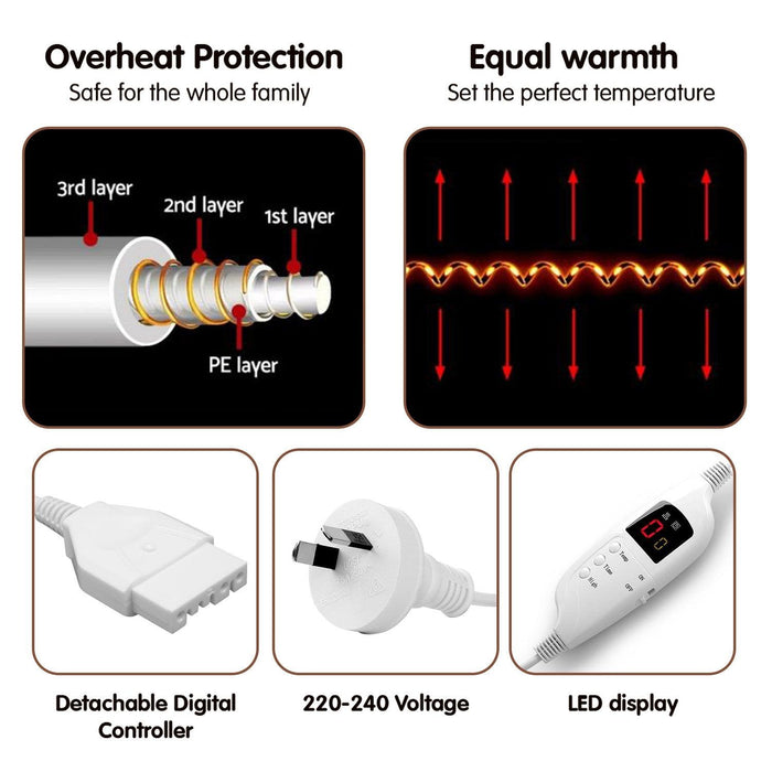 Laura Hill Heated Electric Blanket Throw Rug Coral Warm Fleece Pink -Home Living Store - -