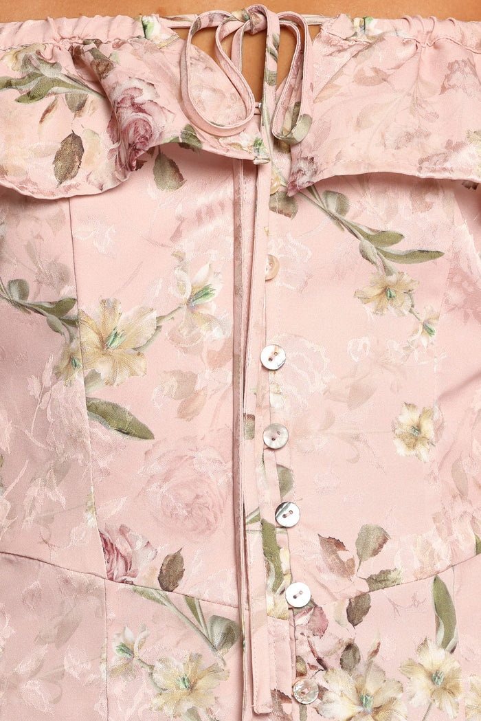 Petal and Pup USA DRESSES Lauryn Off The Shoulder Midi Dress - Blush Rose